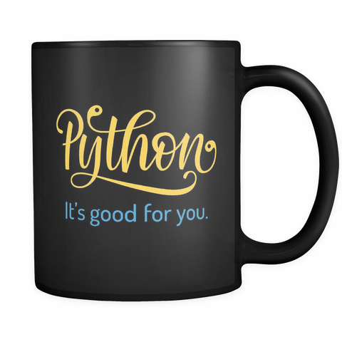"Python: It's Good For You" Mug (Black)