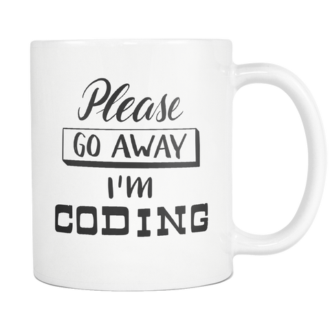 "Please go away, I'm coding" Developer Mug (White)