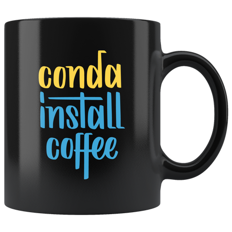 "conda install coffee" Python Mug (Black)