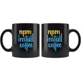 "npm install coffee" JavaScript Mug (Black)
