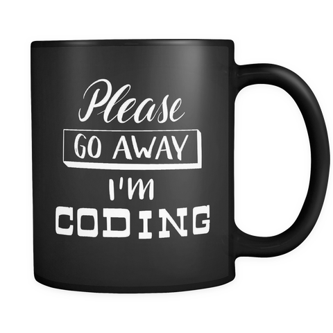 "Please go away, I'm coding" Developer Mug (Black)
