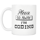 "Please go away, I'm coding" Developer Mug (White)