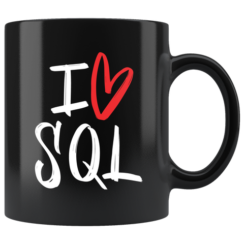 "I Love SQL" Mug (Black)