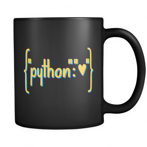 "Python Heart Dictionary" Mug (Black)